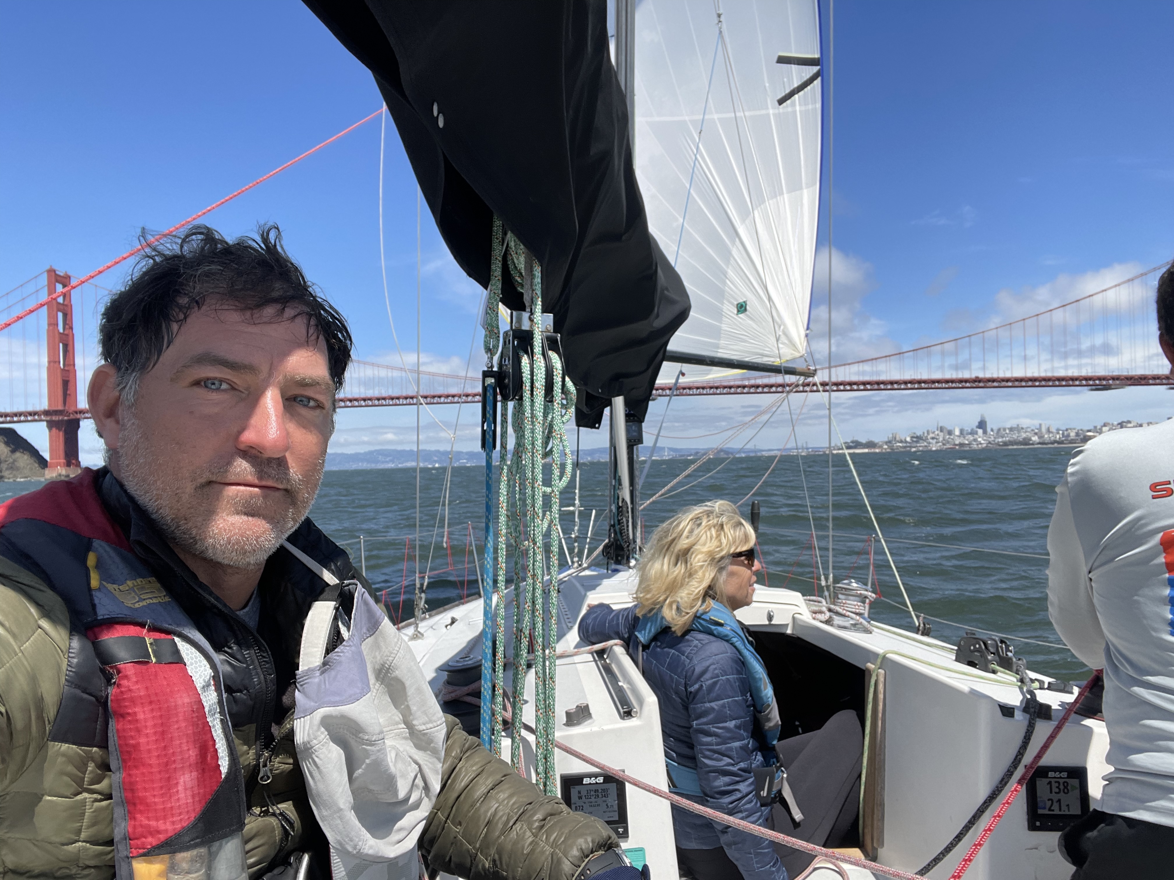 Crossing under the golden gate bridge